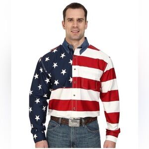 ROPER Men's Juniors Western Stars and Stripes Button Down Size Large American